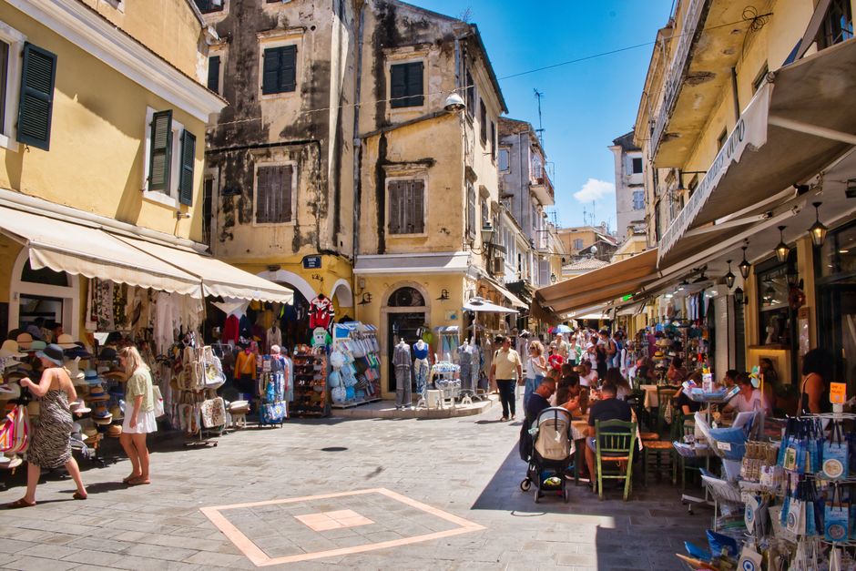 A street in Corfu Town, Greece