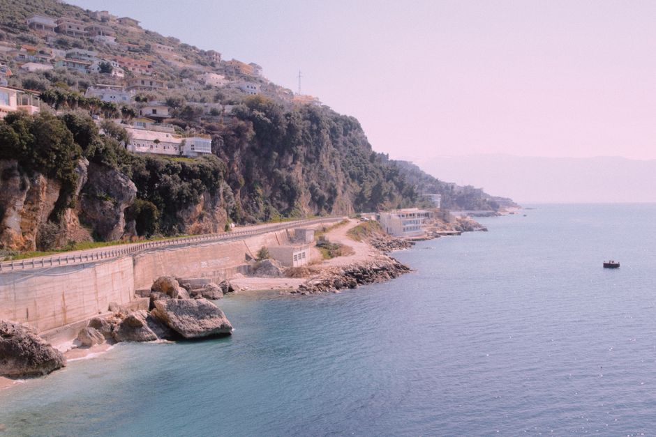 Coastal road along the SH8 near Himarë, Albania