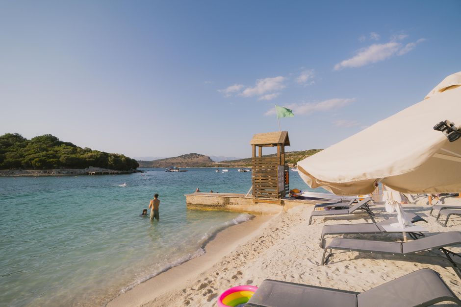 Turquoise beach cove at Ksamil, Albania